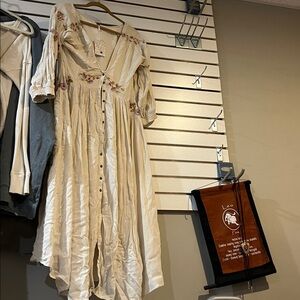 Free People Cream Maxi Dress with Floral Details